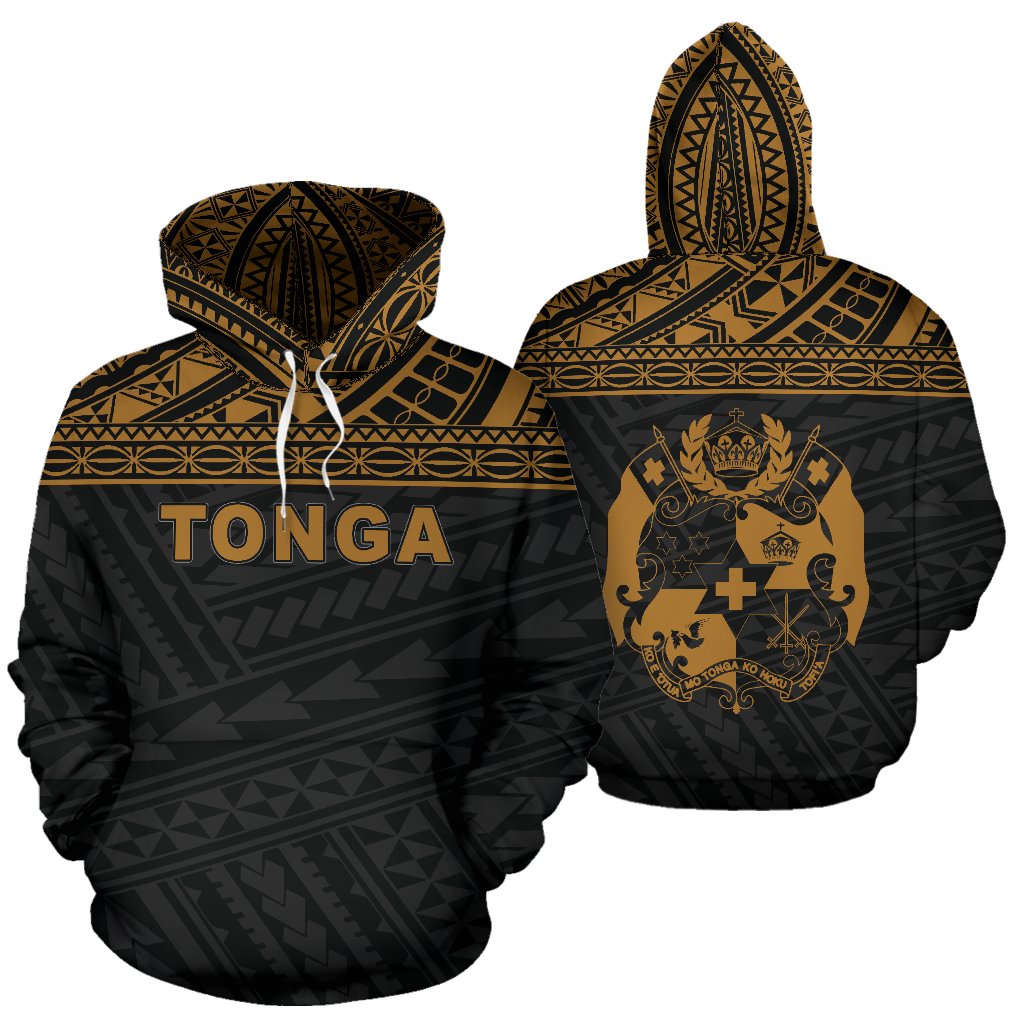 Tonga Polynesian All Over Hoodie Yellow Horizontal Style Unisex Yellow - Polynesian Pride
