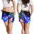 Pohnpei Custom Personalised Women's Shorts - Humpback Whale with Tropical Flowers (Blue) - Polynesian Pride