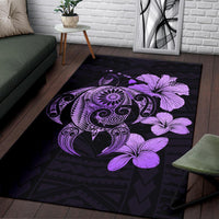 Hibiscus Plumeria Mix Polynesian Turtle Area Rug AH - Polynesian Pride
