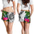American Samoa Women's Short White - Turtle Plumeria Banana Leaf - Polynesian Pride