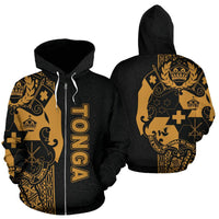 Tonga Polynesian Zip up Hoodie Yellow Line Unisex Yellow - Polynesian Pride