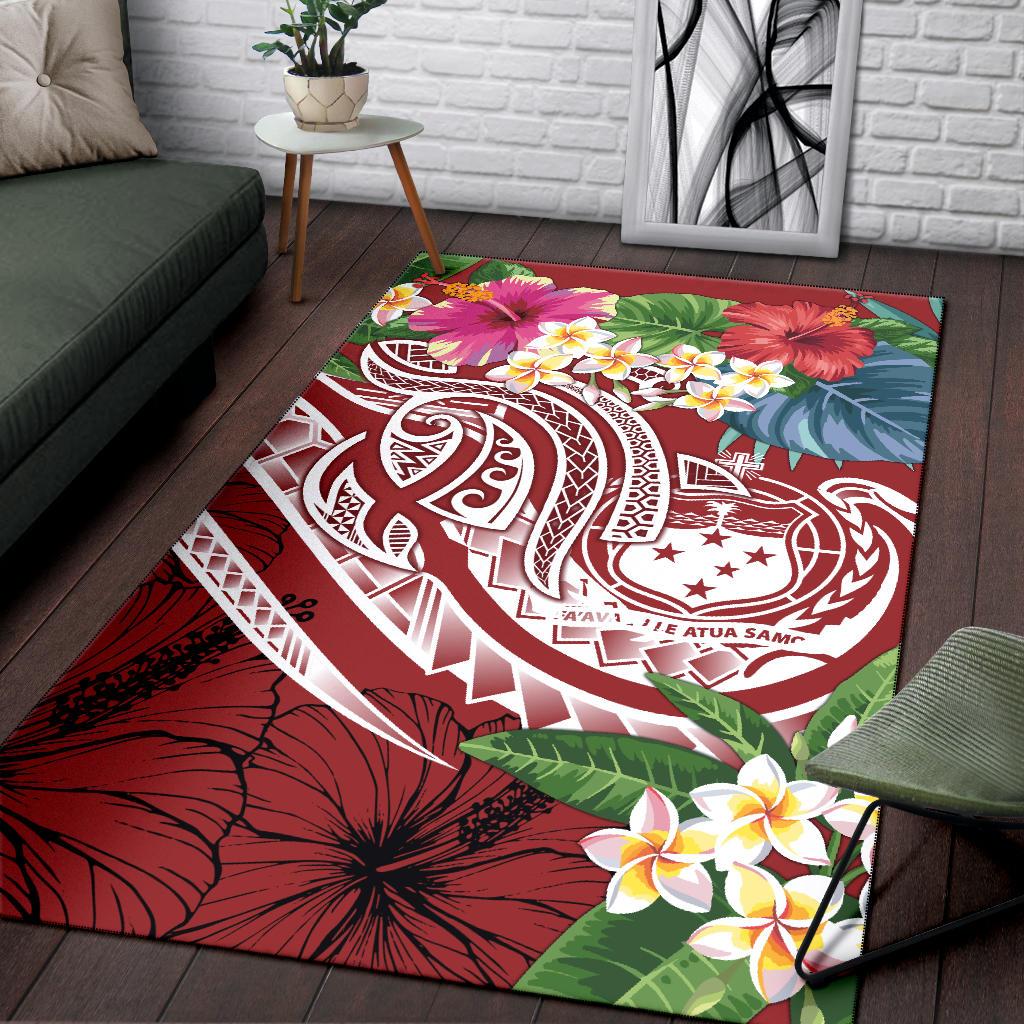 Polynesian Samoa Area Rug - Summer Plumeria (Red) - Polynesian Pride