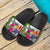 Tahiti Custom Personalised Slide Sandals White - Turtle Plumeria Banana Leaf - Polynesian Pride