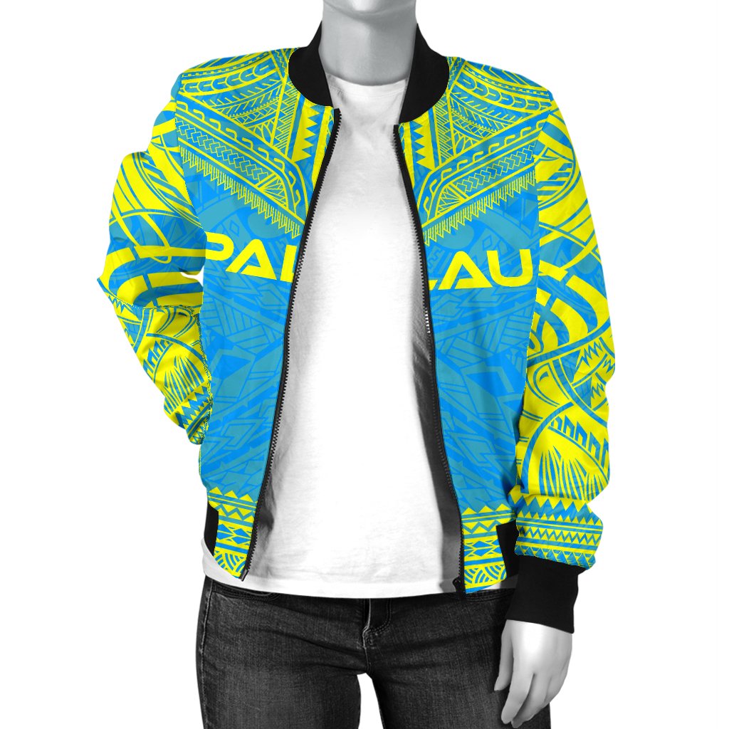 Palau Flag Polynesian Chief Women'S Bomber Jacket - Polynesian Pride