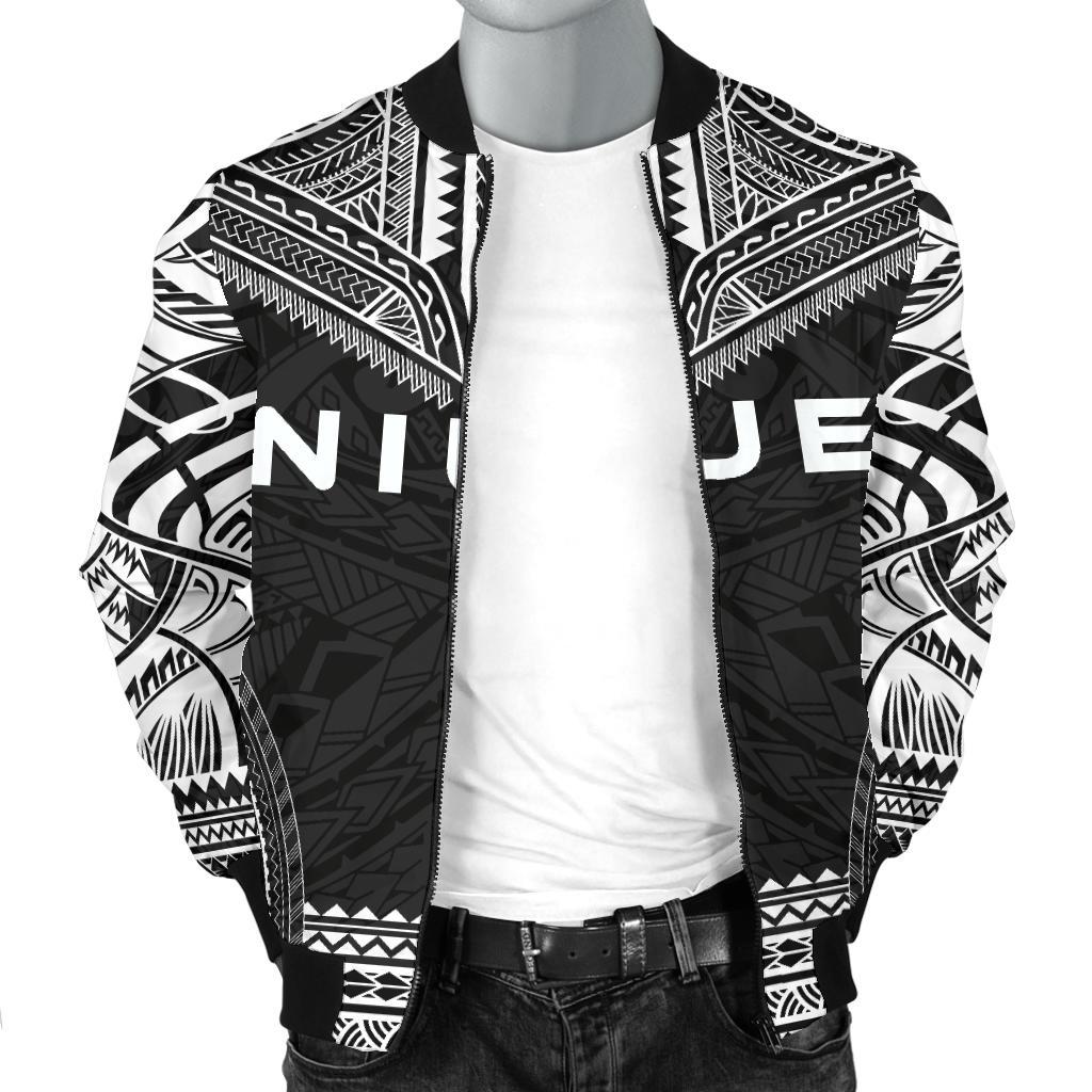 Niue Polynesian Chief Men's Bomber Jacket - Black Version - Polynesian Pride