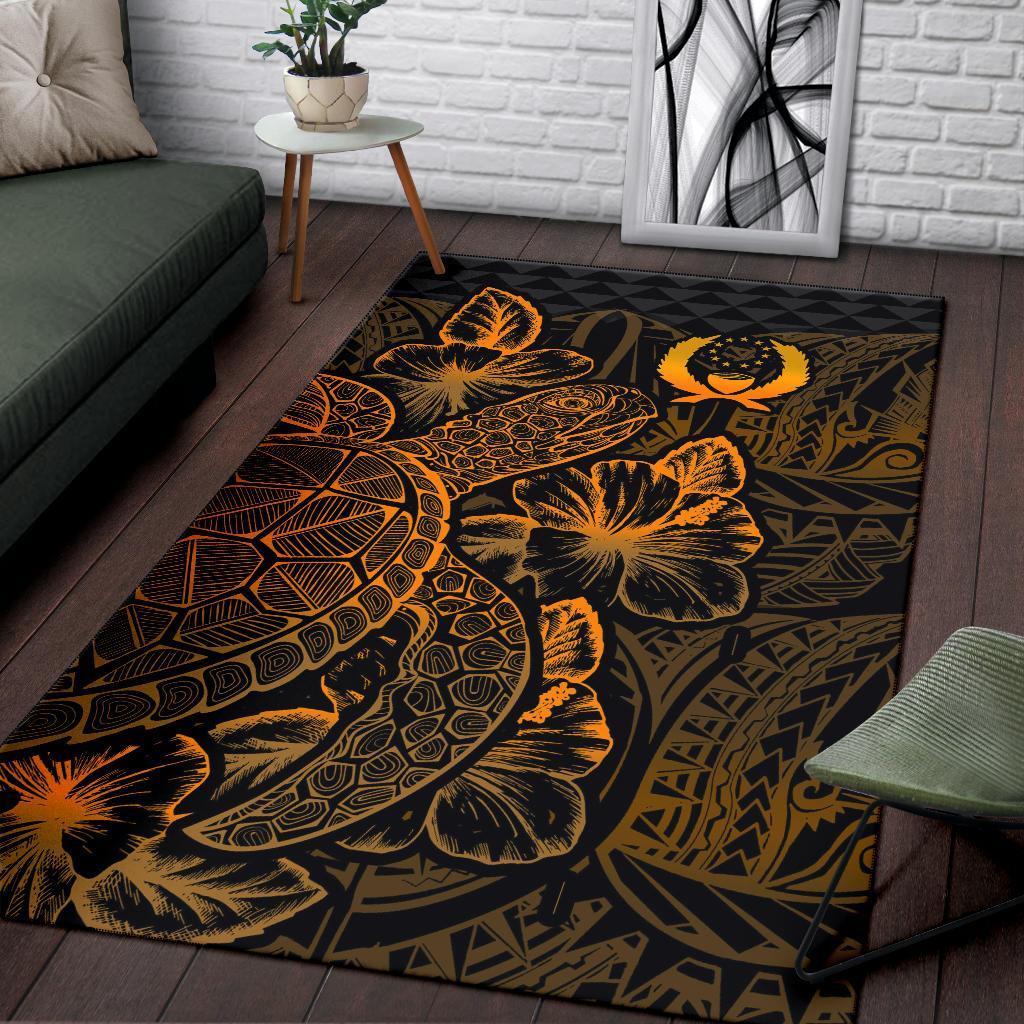 Pohnpei Area Rugs Turtle Hibiscus Gold - Polynesian Pride