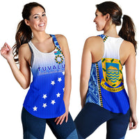 Tuvalu Women's Racerback Tank - Ocean Waves Blue - Polynesian Pride