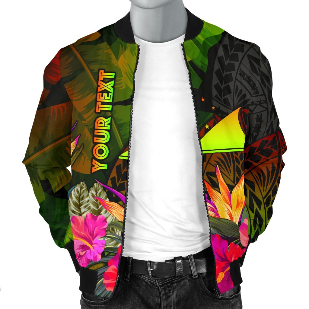 Tokelau Polynesian Personalised Men's Bomber Jacket - Hibiscus and Banana Leaves - Polynesian Pride