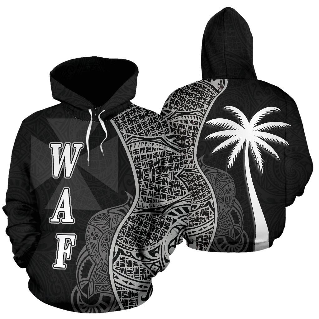 Wallis nd Futuna Polynesian Hoodie Coconut Tree Black Unisex Black - Polynesian Pride