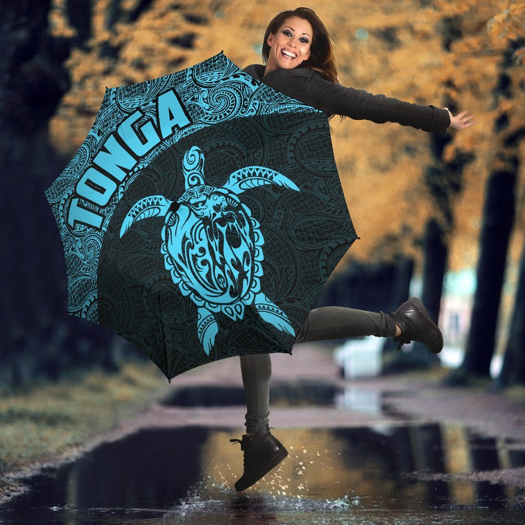 Tonga Umbrella Turtle Mermaid Polynesian Pattern Blue - Polynesian Pride