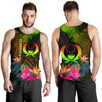 Pohnpei Polynesian Men's Tank Top - Hibiscus and Banana Leaves - Polynesian Pride