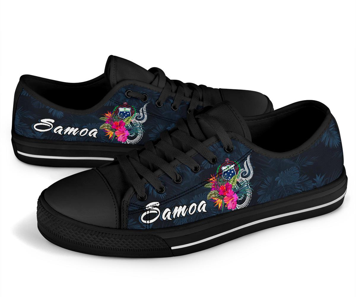 Samoa Polynesian Low Top Shoes - Tropical Flowers - Polynesian Pride
