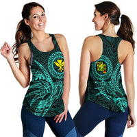 Hawaii Women's Racerback Tank Polynesian Kanaka Map Hawaiian Racerback - Turquoise - TT Style Turquoise - Polynesian Pride
