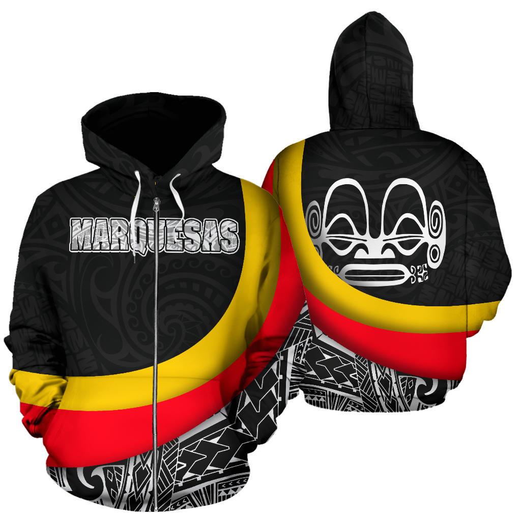 French Polynesia Zip up Hoodie Marquesas Islands Unisex Black - Polynesian Pride