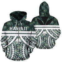 Hawaii Summer Palm Tree Polynesian Kanaka Zip Hoodie Unisex Green - Polynesian Pride