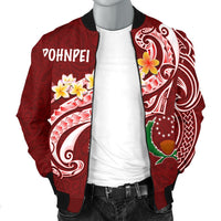 Pohnpei Men's Bomber Jacket - Pohnpei Seal Polynesian Patterns Plumeria - Polynesian Pride