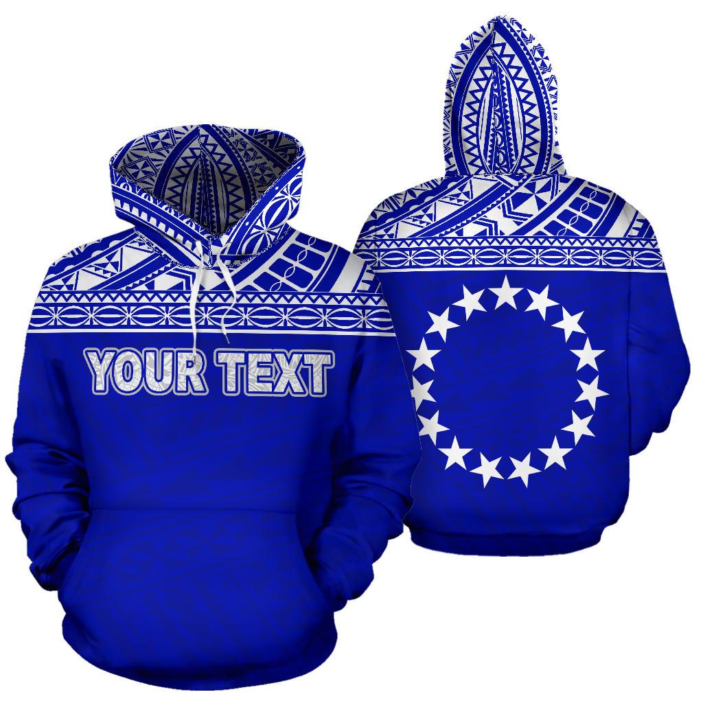 Cook Islands Polynesian Custom Hoodie Horizontal Blue Unisex Blue - Polynesian Pride