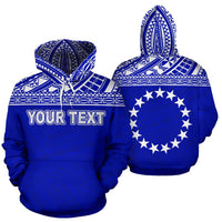 Cook Islands Polynesian Custom Hoodie Horizontal Blue Unisex Blue - Polynesian Pride