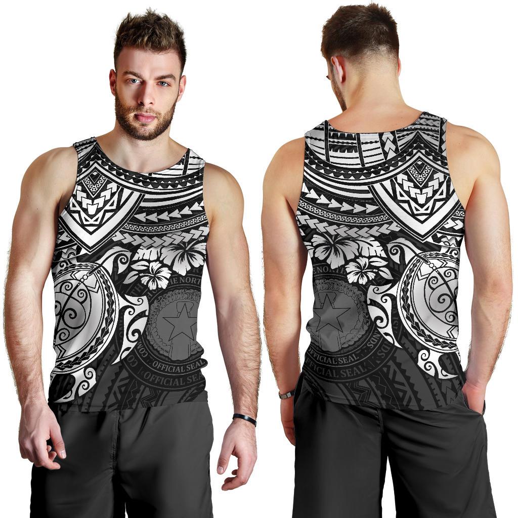 Northern Mariana Islands Polynesian Men's Tank Top - White Turtle White - Polynesian Pride