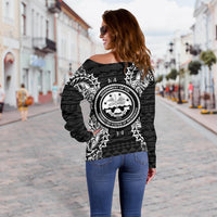 Federated States Of Micronesia Polynesian Shoulder Sweater Map Black - Polynesian Pride