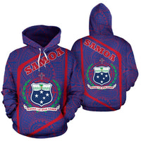 Samoa Hoodie Samoa Coat of Arms Polynesian Tattoo Style Unisex Blue - Polynesian Pride
