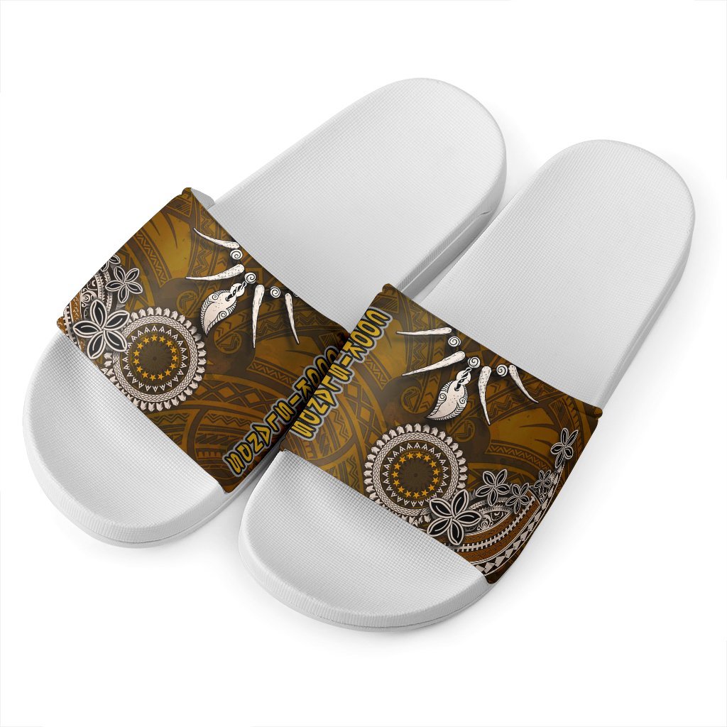 Cook Islands Slide Sandals - Polynesian Boar Tusk White - Polynesian Pride