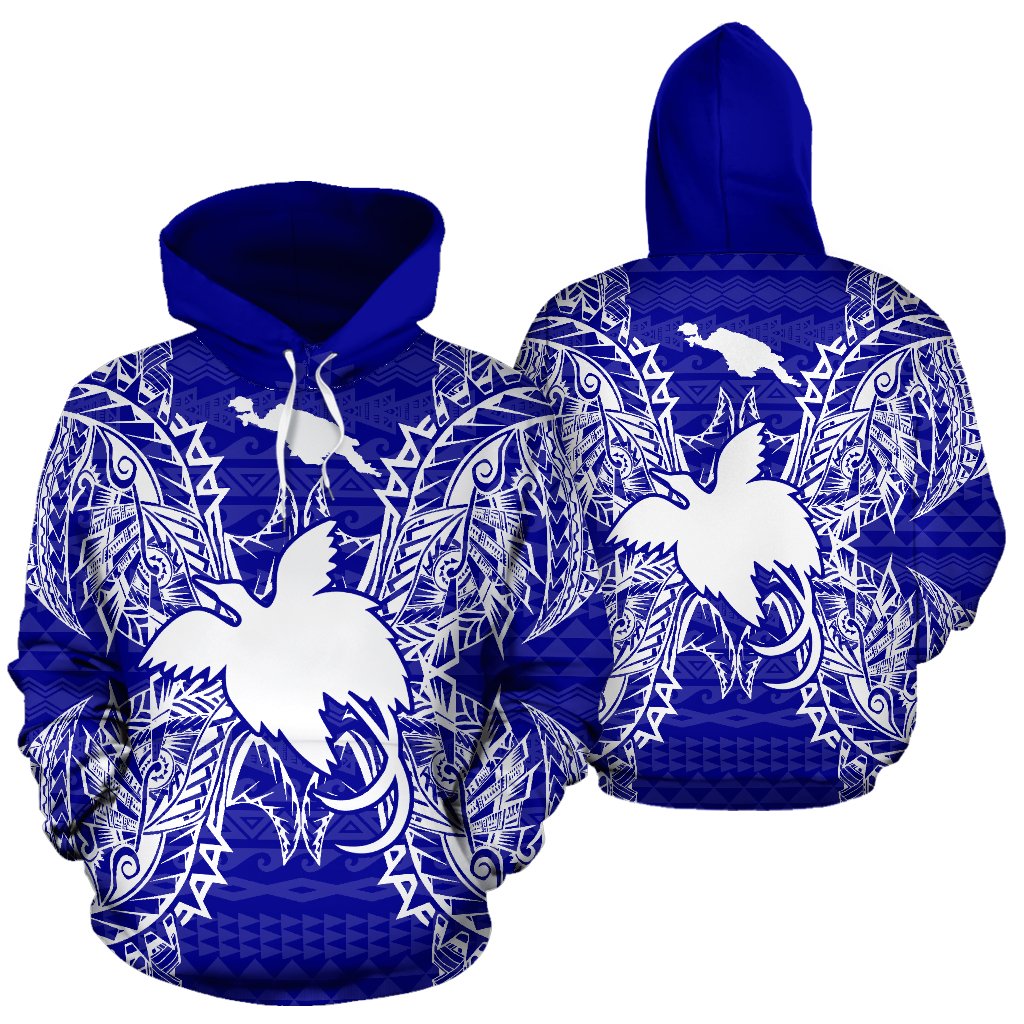 Papua New Guinea Polynesian ll Over Hoodie Map Blue Unisex Blue - Polynesian Pride