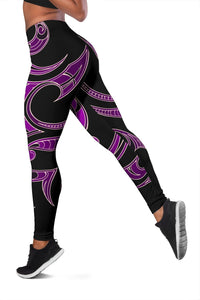 Hawaii Tribal Polynesian Women's Leggings - Purple - Juno Style - AH - Polynesian Pride