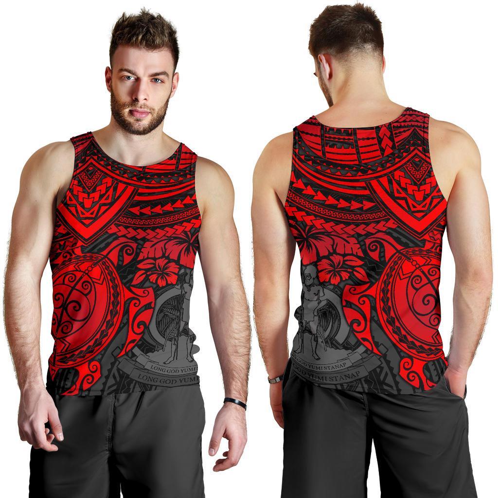 Vanuatu Polynesian Men's Tank Top - Red Turtle RED - Polynesian Pride