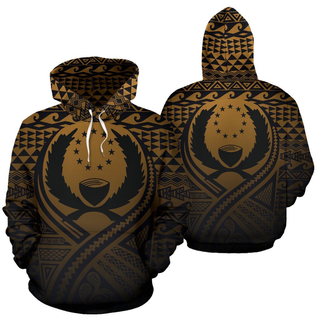 Pohnpei All Over Hoodie Lift up Gold Unisex Gold - Polynesian Pride