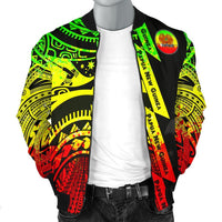 Polynesian Guinea Men's Bomber Jacket - Moana Maui Tattoo With Coat Of Arm Guinea Reggae - Polynesian Pride