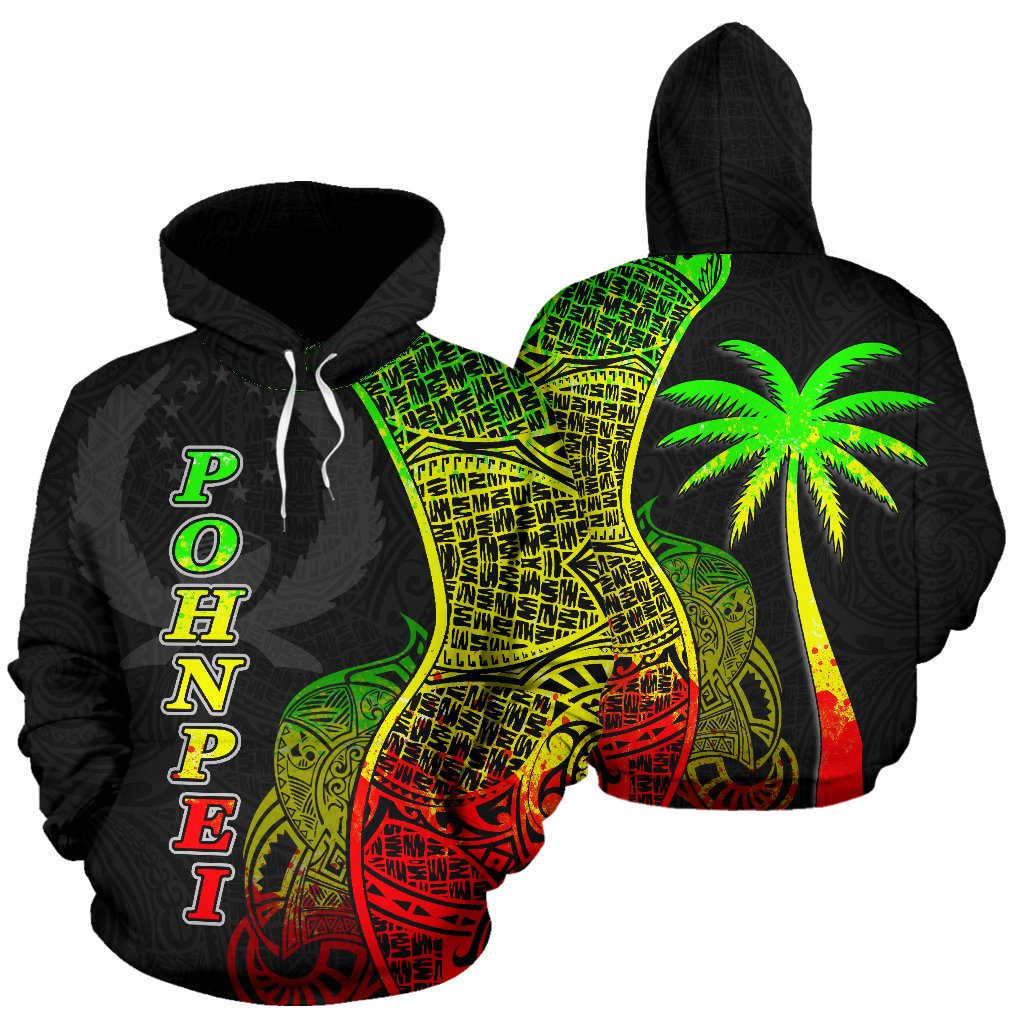 Pohnpei Polynesian Hoodie Coconut Tree Reggae Unisex Reggae - Polynesian Pride