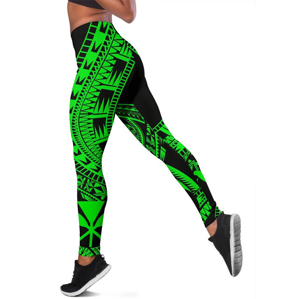 Hawaii Women Leggings Polynesian Pattern Green - Polynesian Pride