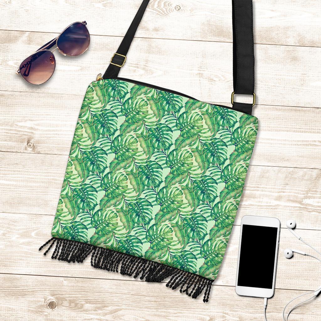 Hawaii Tropical Leaves Jungle Monstera Leaf Crossbody Boho Handbag - Polynesian Pride