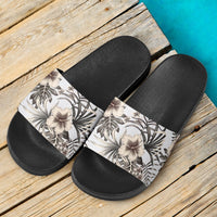Hawaii Hibiscus Pattern Grey Slide Sandals - Polynesian Pride
