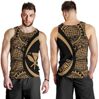 Kanaka Hawaii Map Gold Polynesian Men's Tank Top - Circle Style Gold - Polynesian Pride