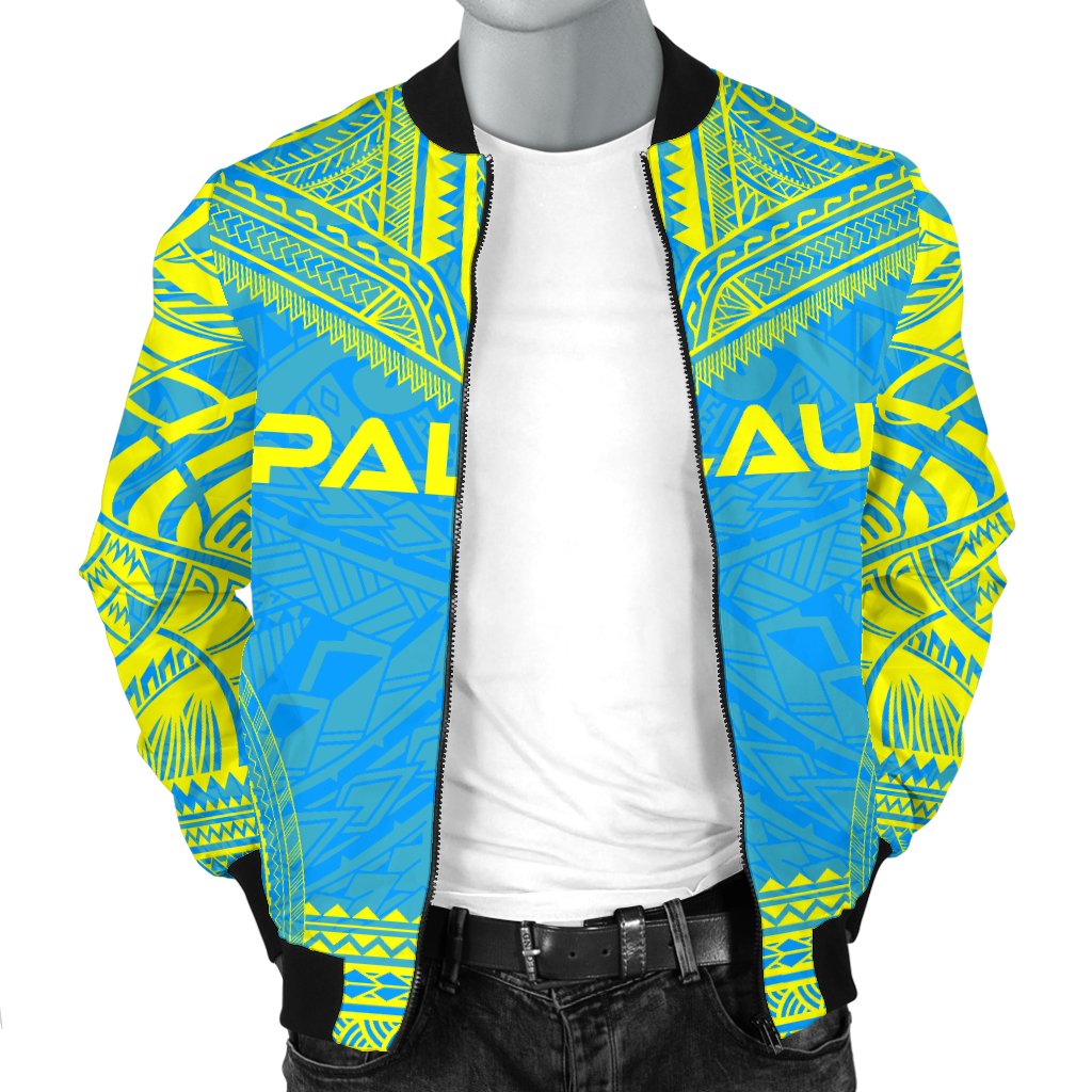 Palau Flag Polynesian Chief Men's Bomber Jacket - Polynesian Pride