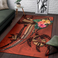 Polynesian Turtle Area Rug - Tribal Tattoo with Hibiscus Coral - Polynesian Pride