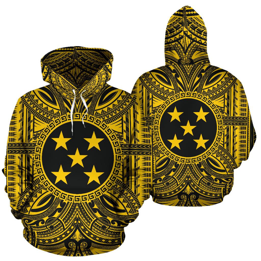 Gambier Islands ll Over Hoodie Gambier Islands Coat of rms Polynesian Gold Black - Polynesian Pride