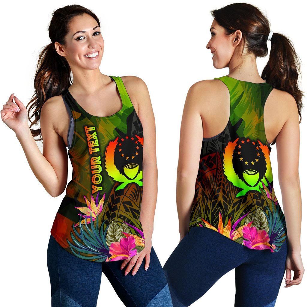 Pohnpei Polynesian Personalised Women's Racerback Tank - Hibiscus and Banana Leaves - Polynesian Pride