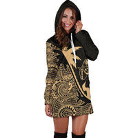 Guam Hoodie Dress - Guam Flag Coconut Tree Gold K4 - Polynesian Pride