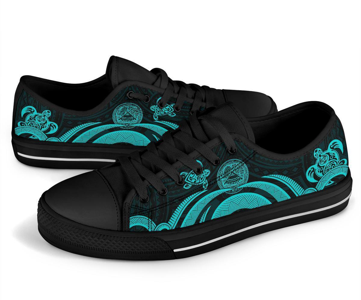 American Samoa Low Top Shoes - Turquoise Tentacle Turtle - Polynesian Pride