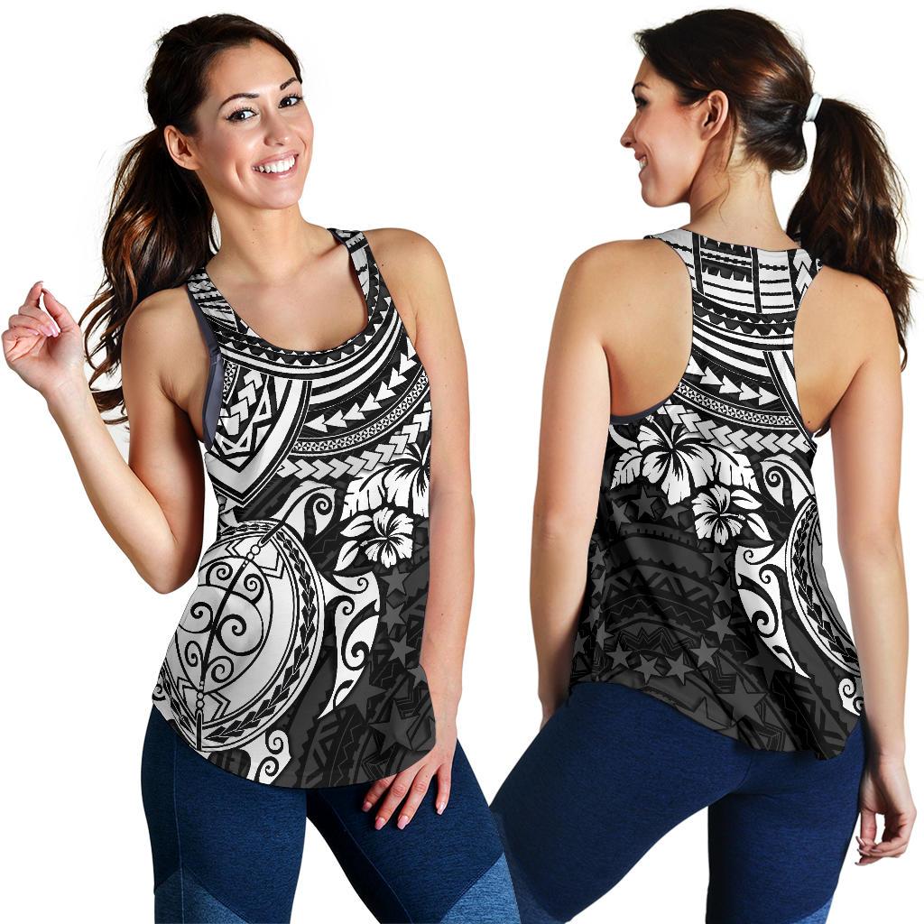 Cook Islands Polynesian Racerback Tank (Women) - White Turtle - Polynesian Pride