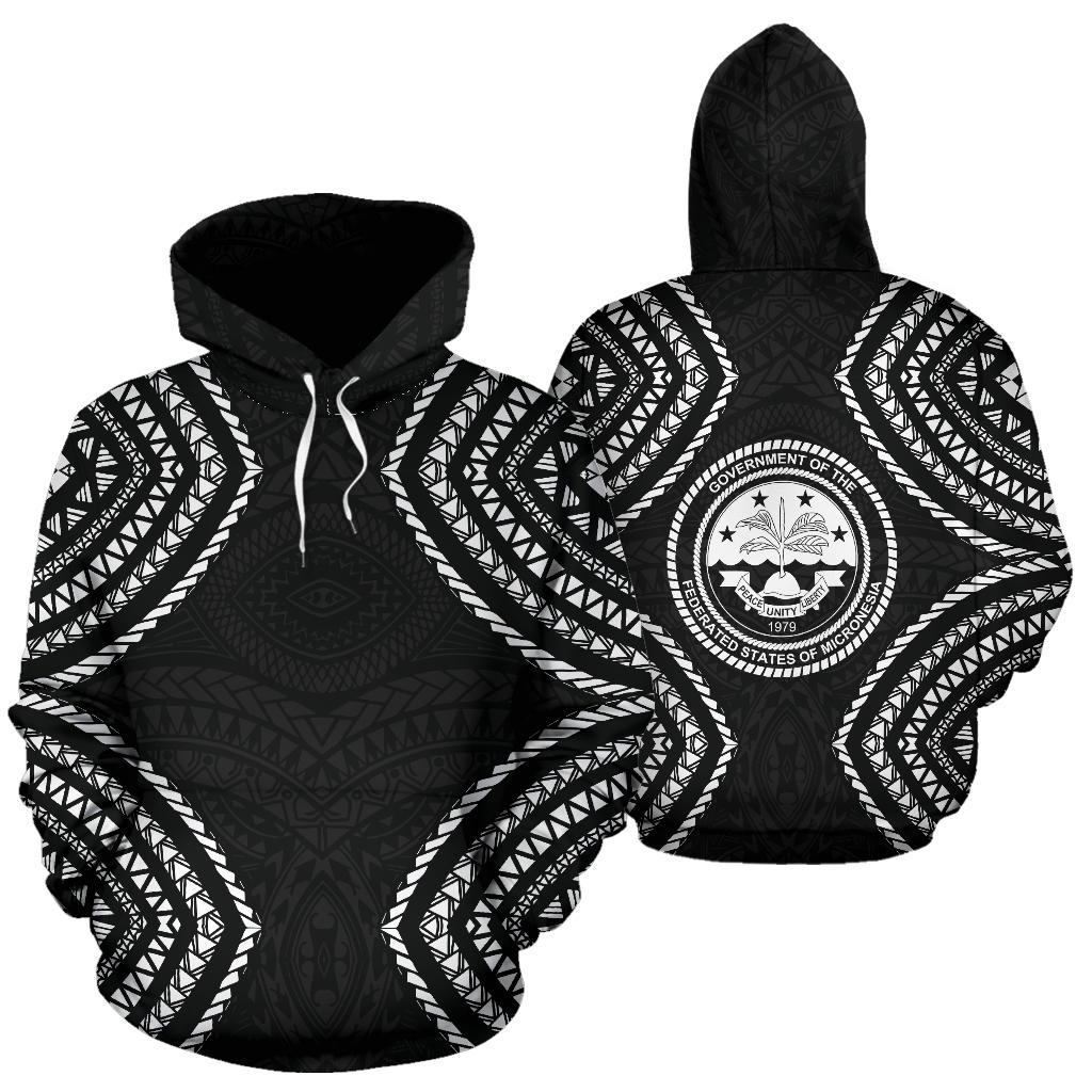 Federated States of Micronesia Hoodie Micronesia Black Warrior Style Unisex Black - Polynesian Pride