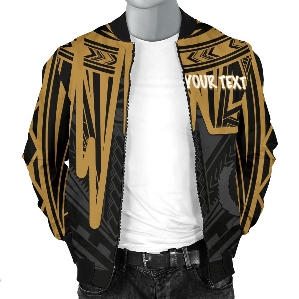 Pohnpei Personalised Men's Bomber Jacket - Pohnpei Seal In Heartbeat Patterns Style (Gold) - Polynesian Pride