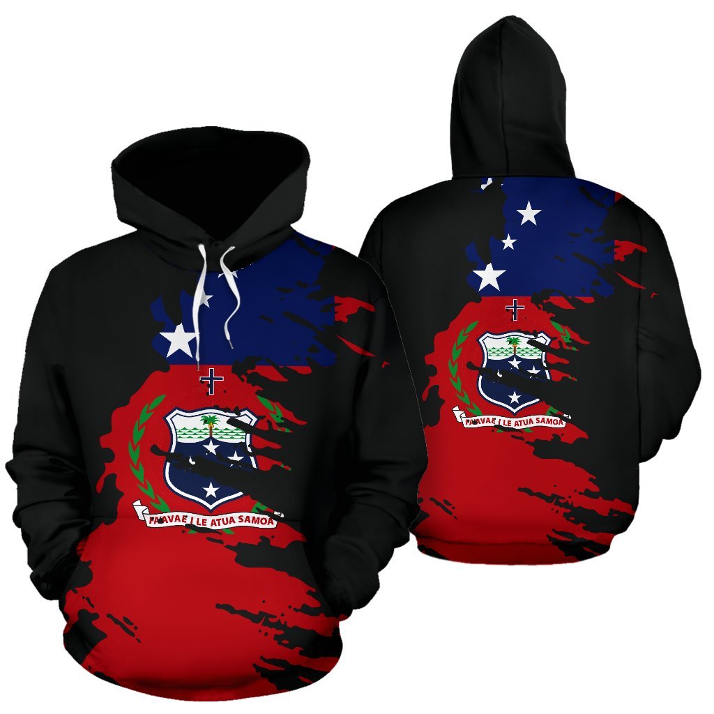 Samoa Hoodie Samoa Flag Coat of Arms Painting Unisex Black - Polynesian Pride