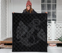 Anchor Gray Poly Tribal Premium Quilt - Polynesian Pride