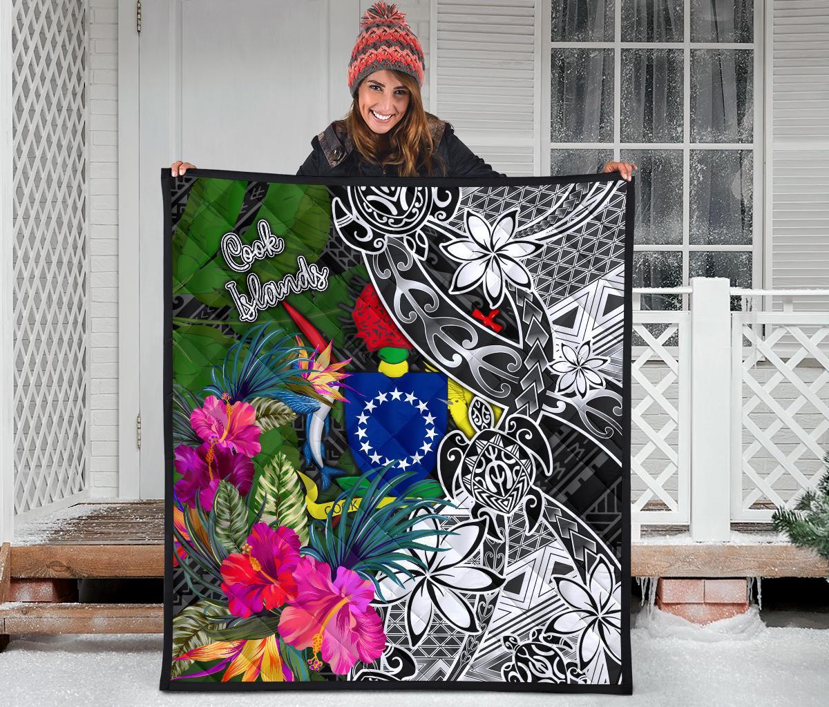 Cook Islands Premium Quilt - Turtle Plumeria Banana Leaf - Polynesian Pride