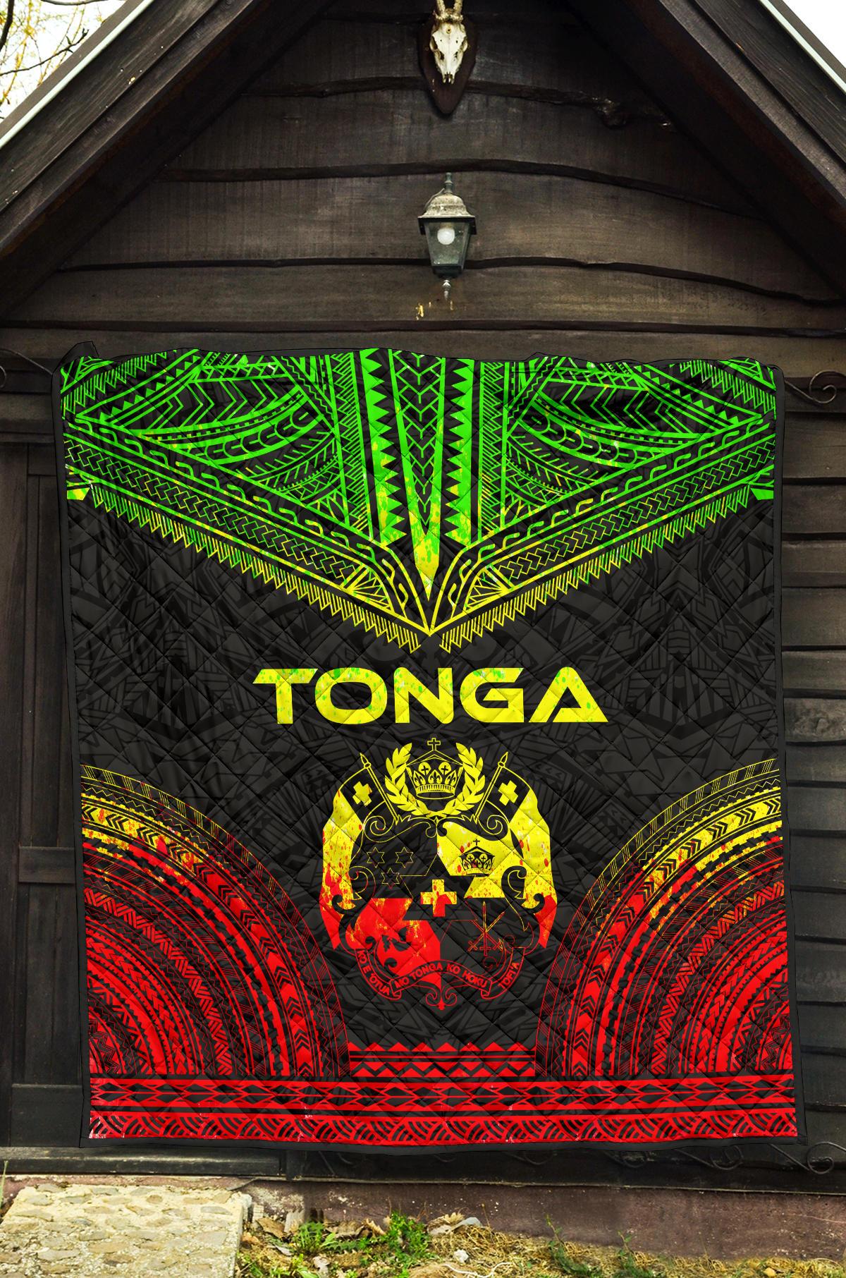 Tonga Premium Quilt - Tonga Coat Of Arms Polynesian Chief Reggae Version - Polynesian Pride