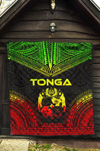 Tonga Premium Quilt - Tonga Coat Of Arms Polynesian Chief Reggae Version - Polynesian Pride